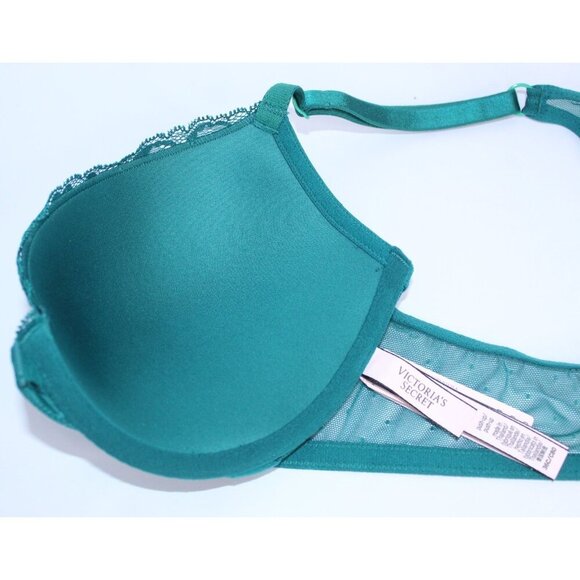 Victoria's Secret Dream Delight 36C Teal Lace Padded Push Up Wired Bralette NWT - Picture 7 of 15